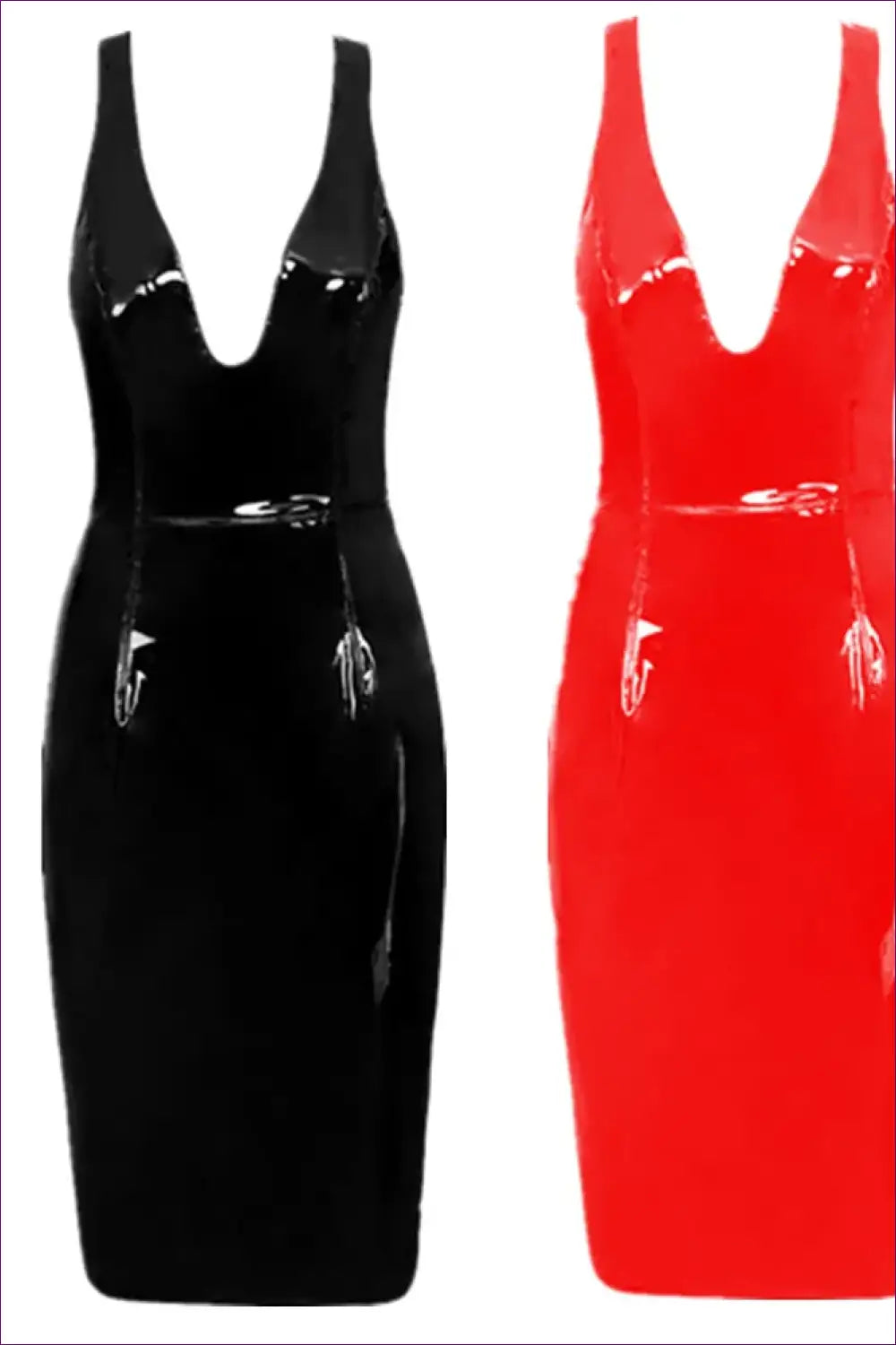 Bodycon Midi Dress with Plunge Neck - Night Club Gloss - Clubwear • Date • just in - Lingerie Hut