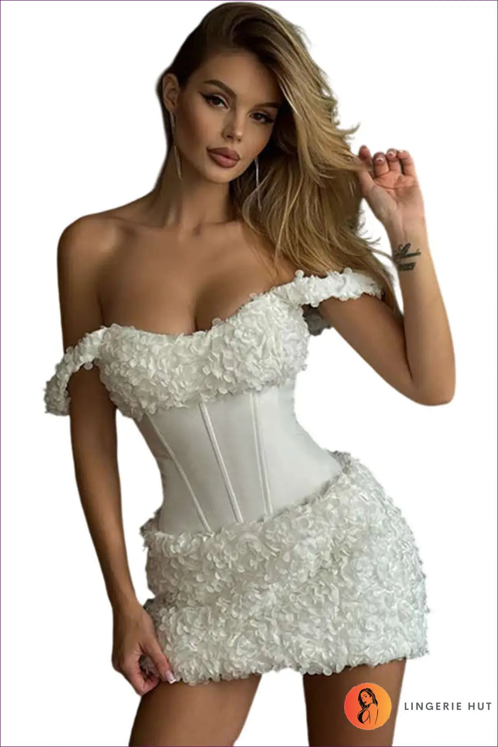 Floral Corset Mini Dress - s / White - Dresses - Date Night • Glamour • Lingerie - Hut