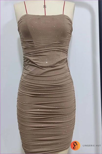 Bodycon Mini Dress with Corset Detail - Worth a Second Look - Xs / Khaki - Dresses - Lingerie Hut - All Season