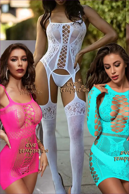 Bodystocking with Lattice Cut-outs - Bedroom Confidence Unlocked for Bodysuit, Boudoir, Cutout, Date Night,