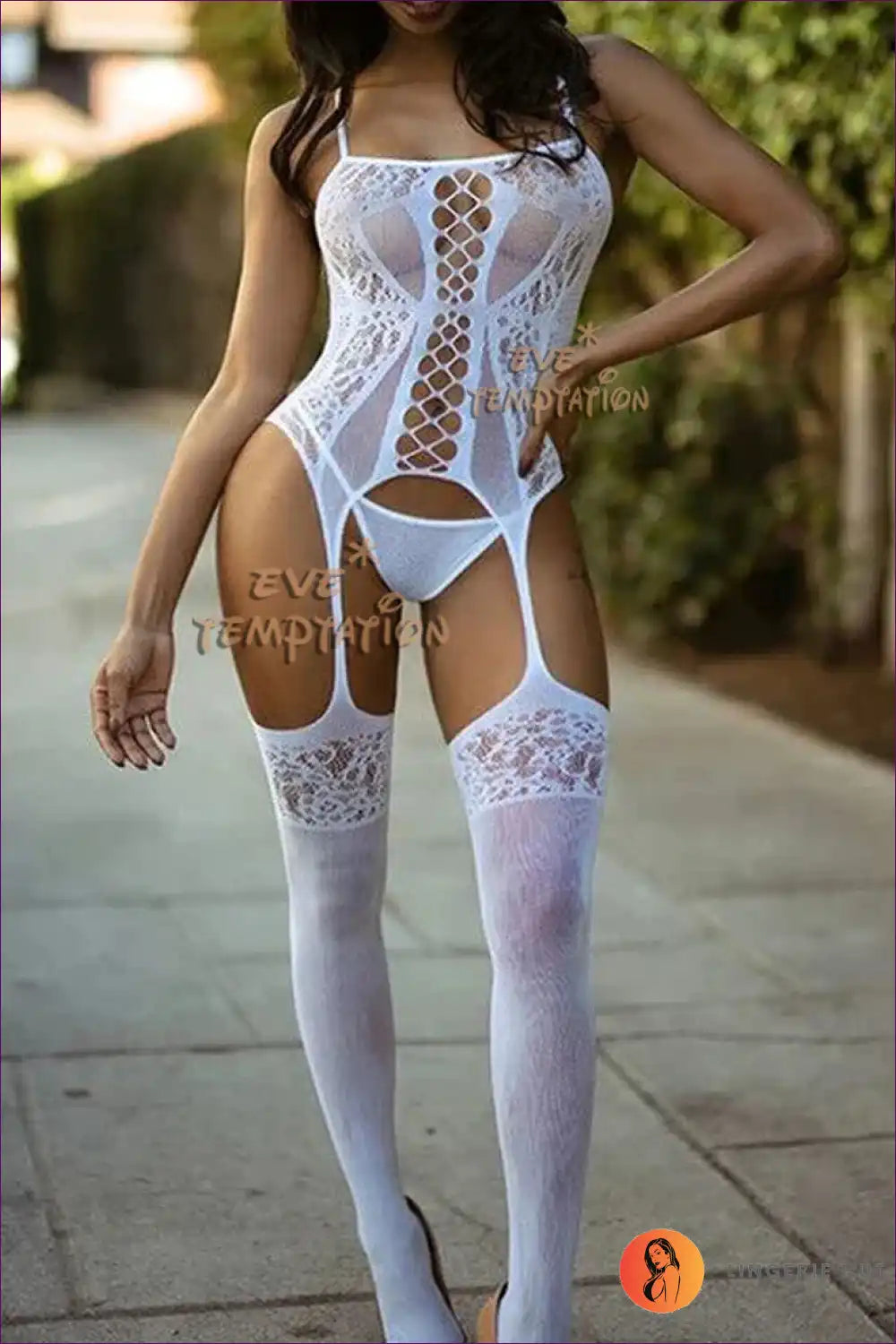 Bodystocking with Lattice Cut-outs - Bedroom Confidence Unlocked for Bodysuit, Boudoir, Cutout, Date Night,