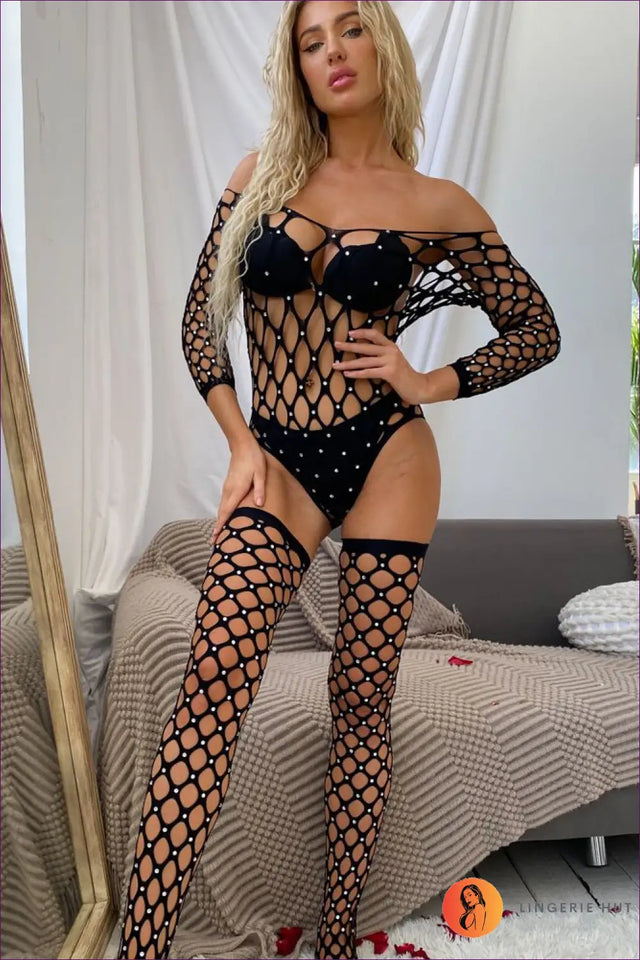 Rhinestone Fishnet Bodysuit - The One They'll Ask About