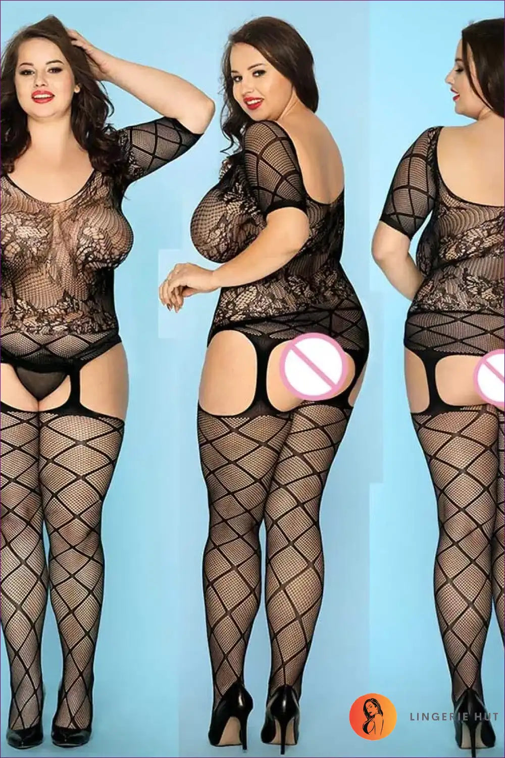 Bodystocking with Sheer Lace Pattern - Statement Confidence for Bodycon, Bodysuit, Boudoir, Everyday,