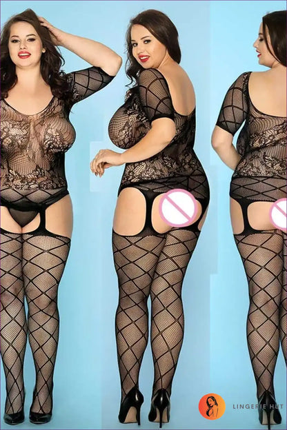 Bodystocking with Sheer Lace Pattern - Statement Confidence for Bodycon, Bodysuit, Boudoir, Everyday,