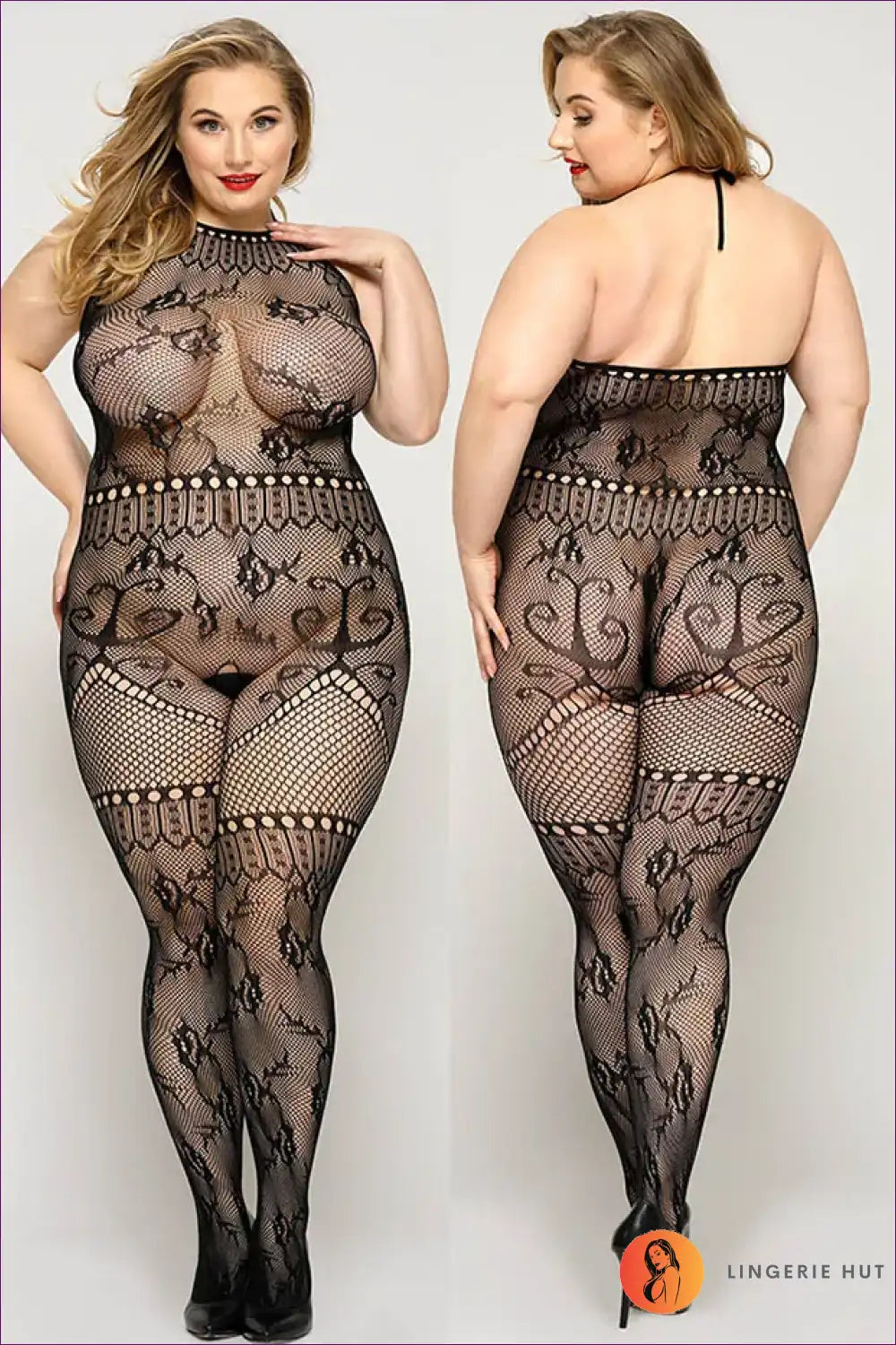 Bodystocking with Sheer Lace Pattern - Statement Confidence for Bodycon, Bodysuit, Boudoir, Everyday,