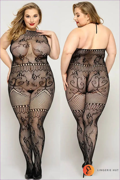 Bodystocking with Sheer Lace Pattern - Statement Confidence for Bodycon, Bodysuit, Boudoir, Everyday,