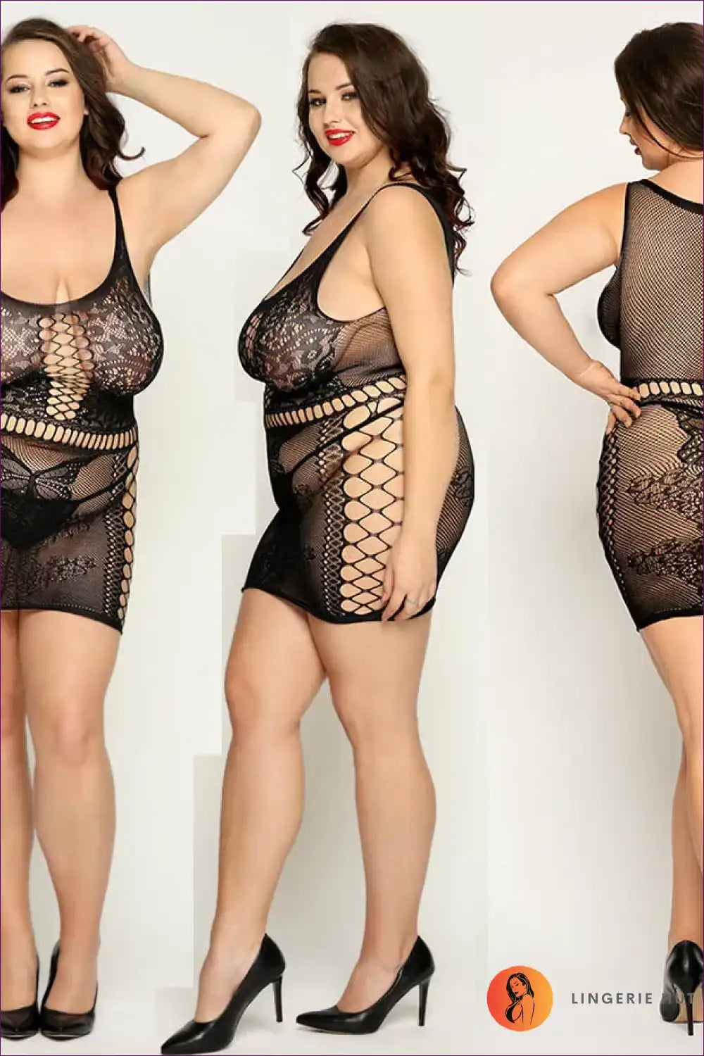 Bodystocking with Sheer Lace Pattern - Statement Confidence for Bodycon, Bodysuit, Boudoir, Everyday,