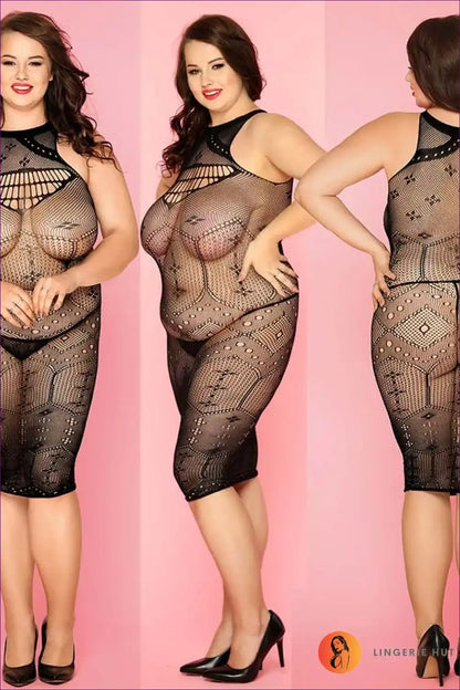Bodystocking with Sheer Lace Pattern - Statement Confidence for Bodycon, Bodysuit, Boudoir, Everyday,