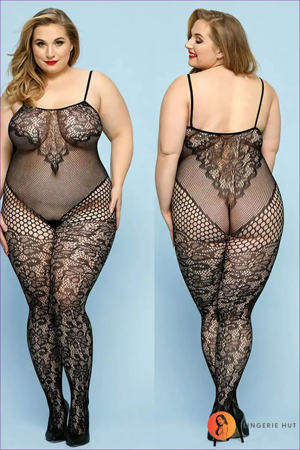 Bodystocking with Sheer Lace Pattern - Statement Confidence for Bodycon, Bodysuit, Boudoir, Everyday,