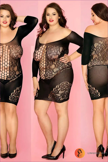 Bodystocking with Sheer Lace Pattern - Statement Confidence for Bodycon, Bodysuit, Boudoir, Everyday,