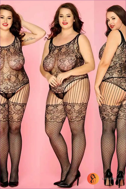 Bodystocking with Sheer Lace Pattern - Statement Confidence for Bodycon, Bodysuit, Boudoir, Everyday,