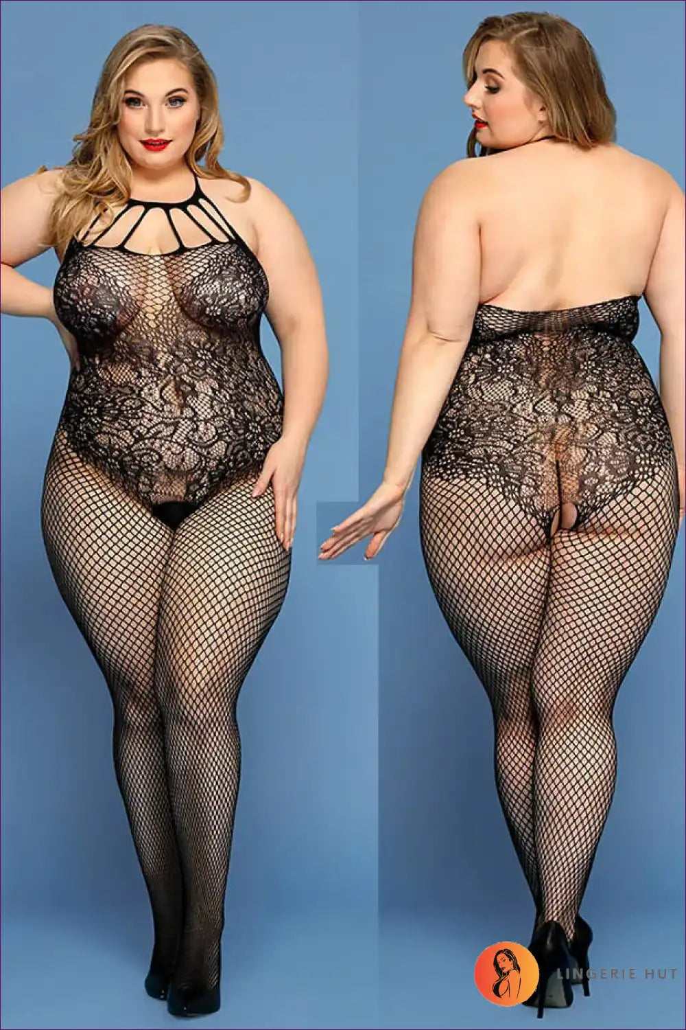 Bodystocking with Sheer Lace Pattern - Statement Confidence for Bodycon, Bodysuit, Boudoir, Everyday,