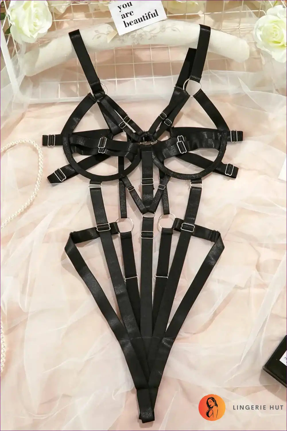 Bodysuit with Bandage Straps & Cutouts - Modern Allure for Bodycon, Bodysuit, Clubwear, Cutout, Date Night