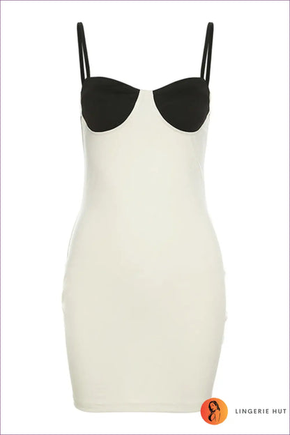 Mini Dress with Contrast Panels - Retro Revival - Bodysuit - All Season • Casual • Date Night • Everyday - Lingerie Hut