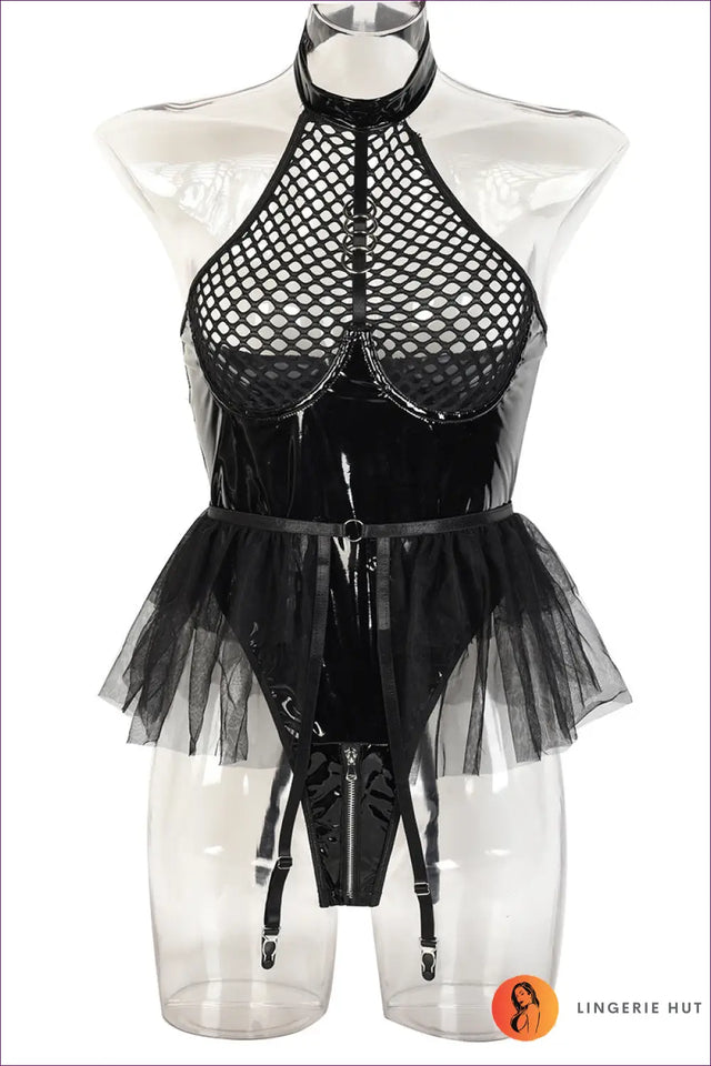 Fishnet Halter Bodysuit with Tulle Skirt - Worth a Second Look