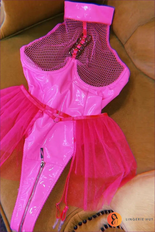 Fishnet Halter Bodysuit with Tulle Skirt - Worth a Second Look