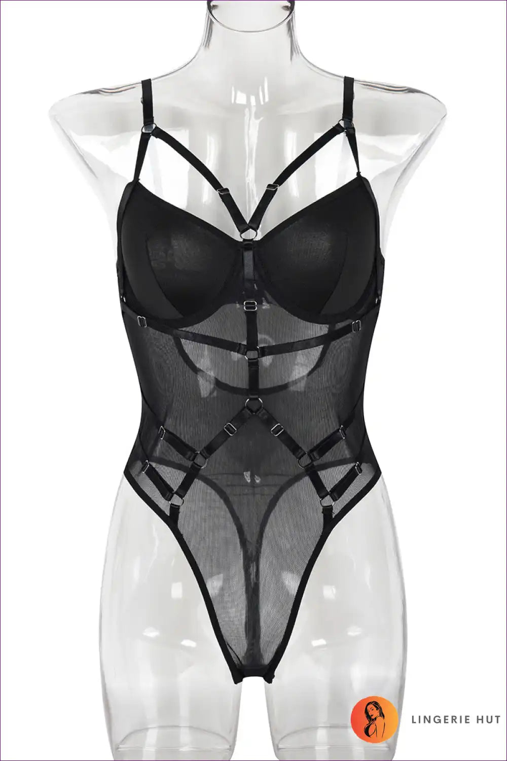 Bodysuit with Harness Details - Architectural Edge for All Season, Bodysuit, Boudoir, Clubwear, Cutout
