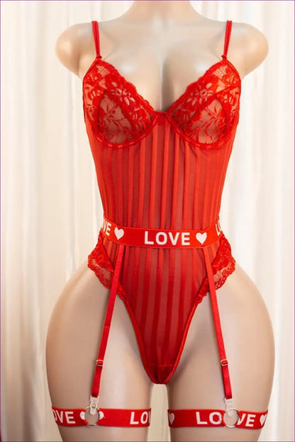 Lace Bodysuit with Garter Detail - Worth a Second Look - Lingerie Hut - All Season • Babydoll • Boudoir • Cutout