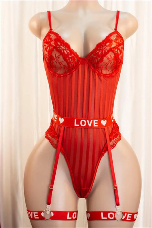 Lace Bodysuit with Garter Detail - Worth a Second Look - Lingerie Hut - All Season • Babydoll • Boudoir • Cutout