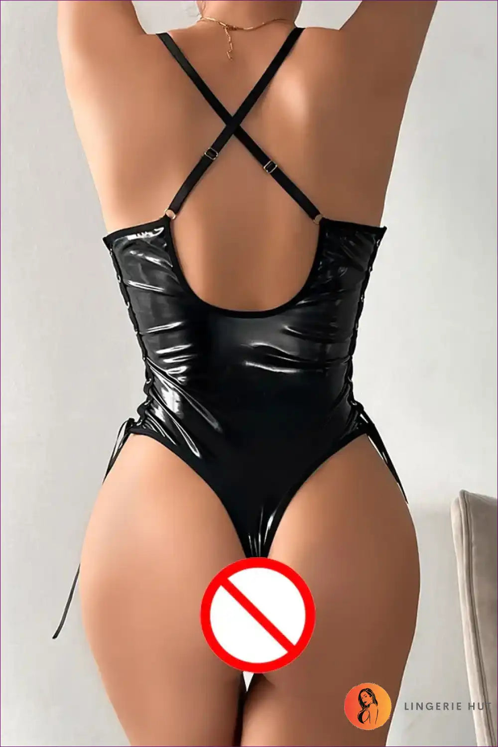 Bodysuit with Lace-up Sides & Gloss Finish - After Dark Attitude for Bodycon, Bodysuit, Boudoir, Clubwear,