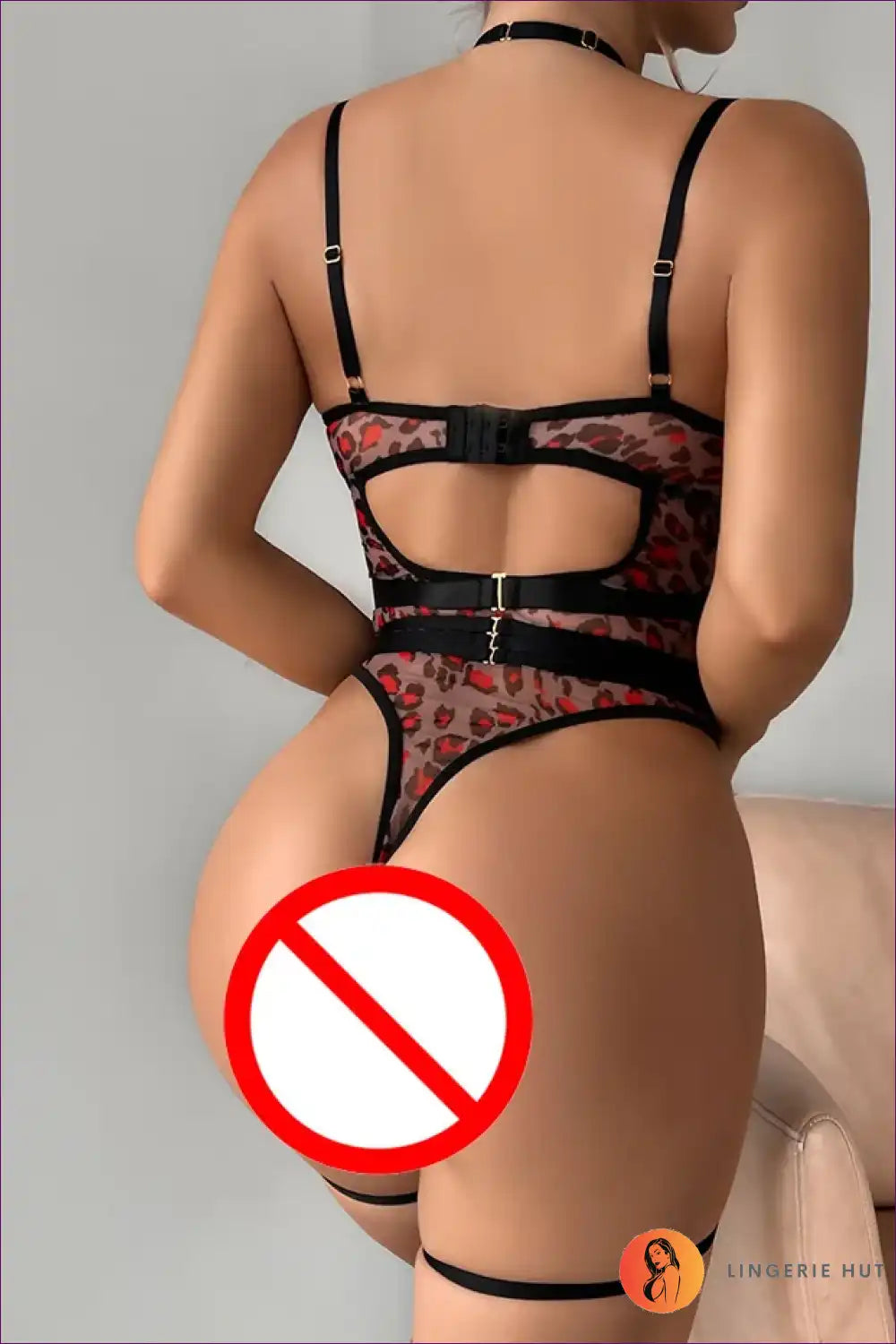 Bodysuit with Leopard Print & Harness Straps - Fierce Bedroom Energy for Animal, Bodysuit, Boudoir, Date