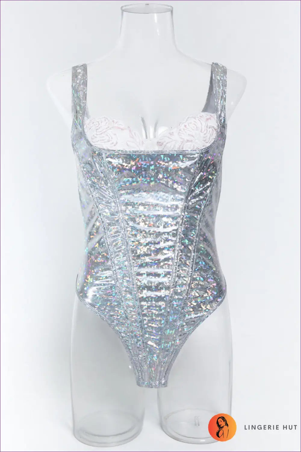 Bodysuit with Metallic Shine Finish - Bold Confidence - s / Silver - Teddies & Bodysuits - Boudoir • Corset • Date