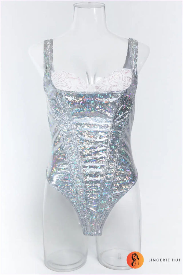 Bodysuit with Metallic Shine Finish - Bold Confidence