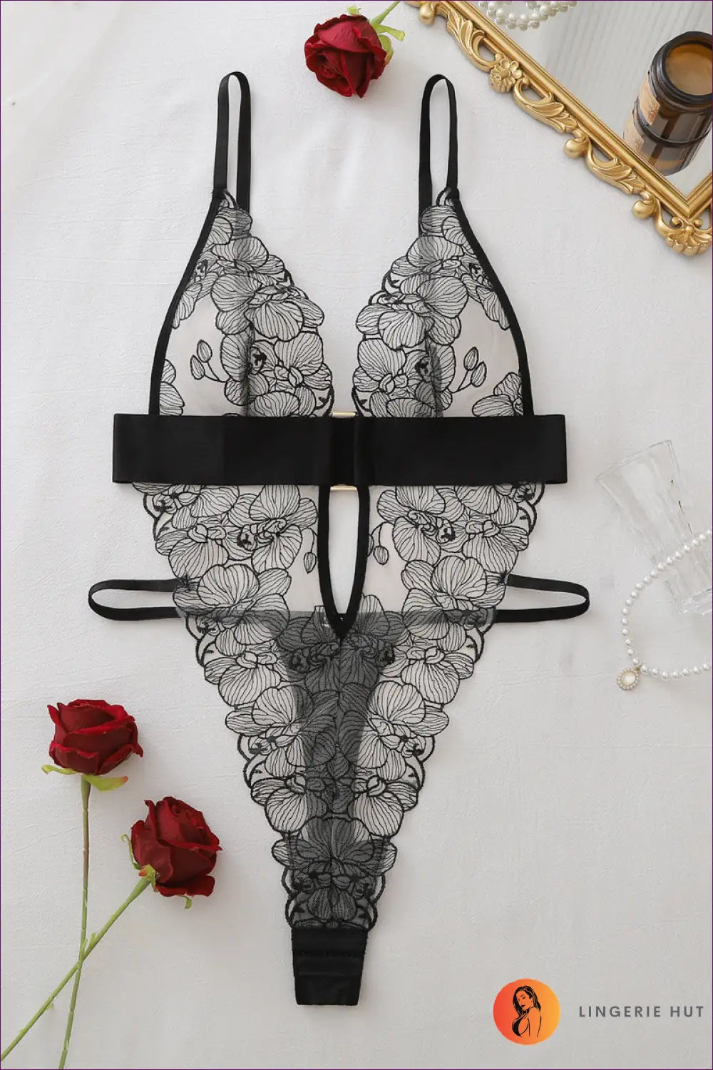 Bodysuit with O-ring Waist Detail - Confident Evenings - s / Black - Teddies & Bodysuits - Boudoir • Corset • Date