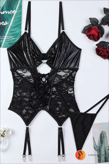 Bodysuit with Rainbow Shine and Lace Corset - Festival Joy for Bodysuit, Boudoir, Clubwear, Corset, Cutout