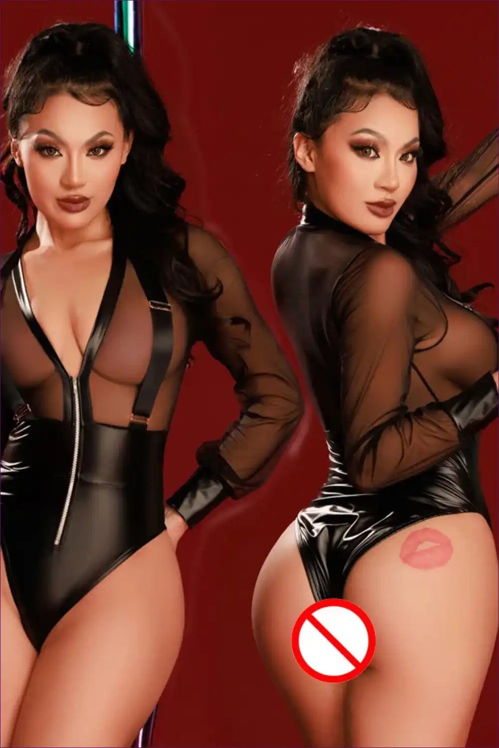 Bodysuit with Sheer Mesh Panels - After-dark Confidence for Bodysuit, Boudoir, Clubwear, Date Night, Evening