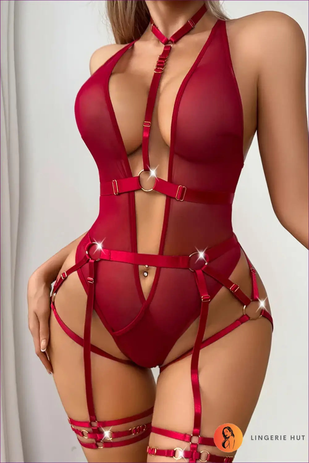 Bodysuit with Strappy Harness Detailing - Bold Bedroom Drama - All Season • Boudoir • Cutout • Date Night - Lingerie Hut