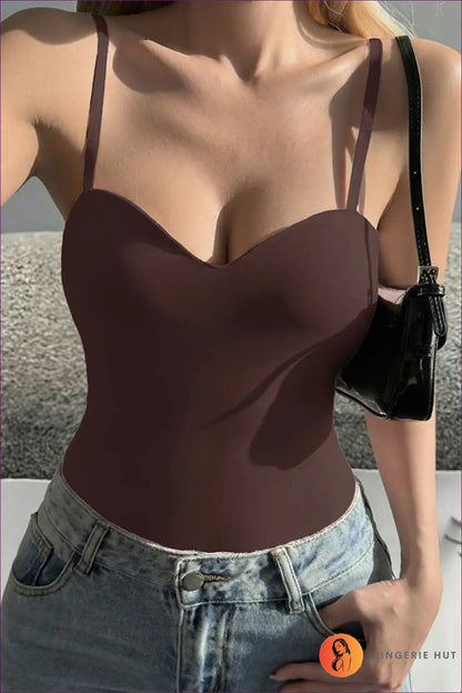 Bodysuit with Sweetheart Neckline - Effortless Elegance - s / Brown - Lingerie Hut - All Season • Autumn • Bodycon