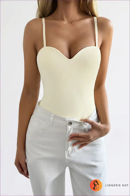 Bodysuit with Sweetheart Neckline - Effortless Elegance - s / Yellow - Lingerie Hut - All Season • Autumn • Bodycon