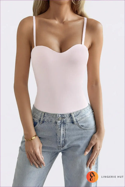 Bodysuit with Sweetheart Neckline - Effortless Elegance - s / Pink - Lingerie Hut - All Season • Autumn • Bodycon