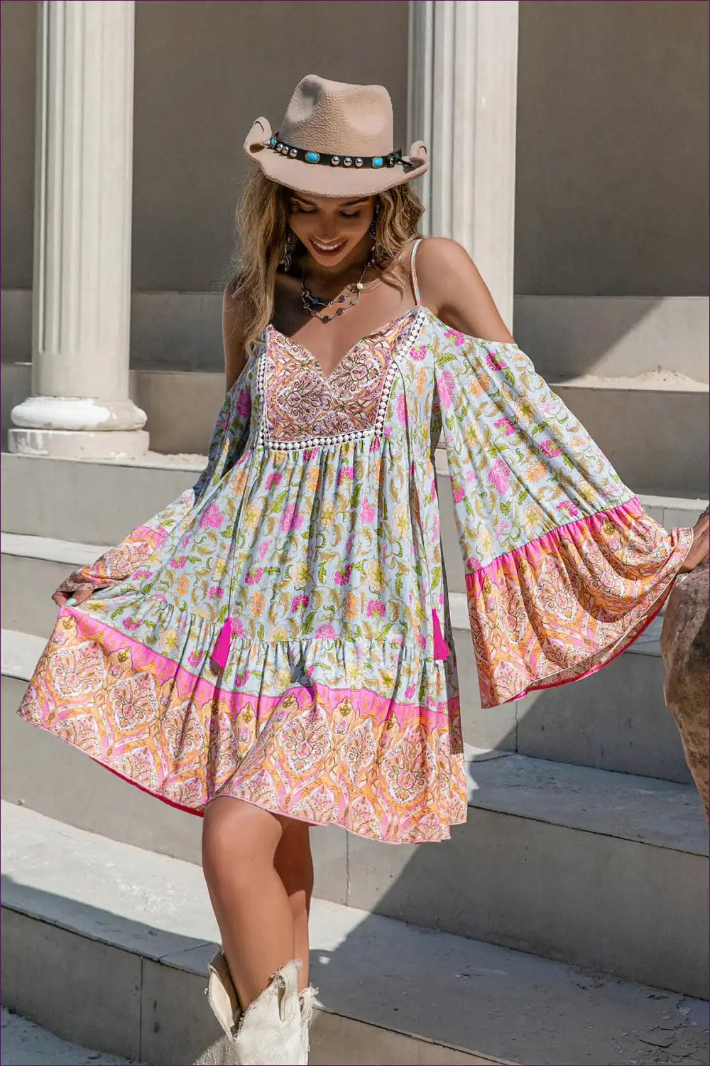 Bohemian Dress with Bell Sleeves - Festival Spirit
