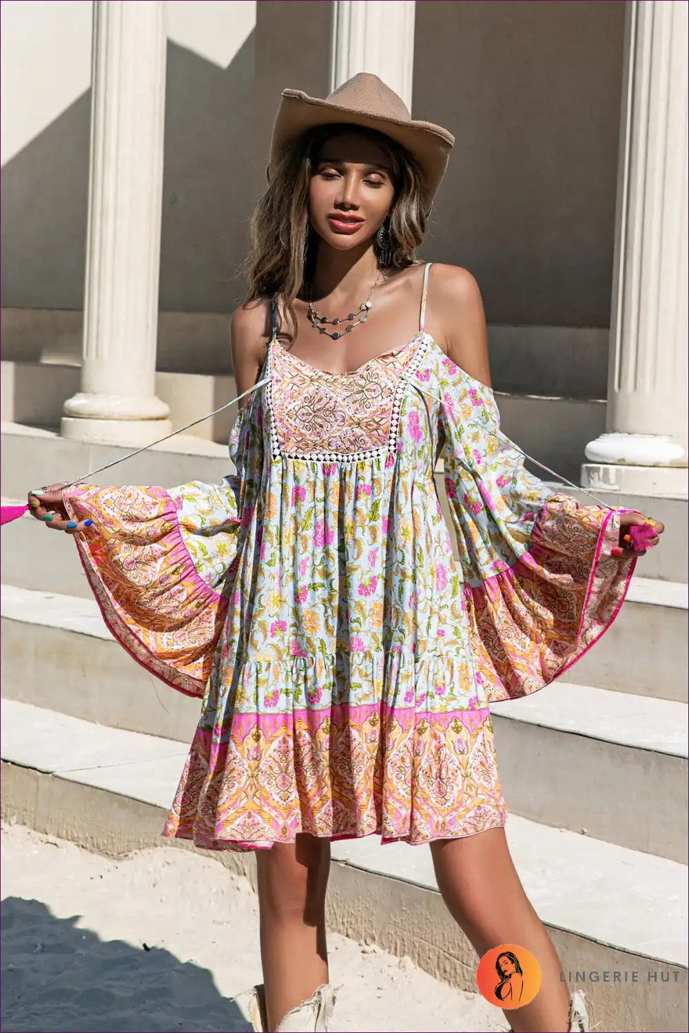Bohemian Dress with Bell Sleeves - Festival Spirit