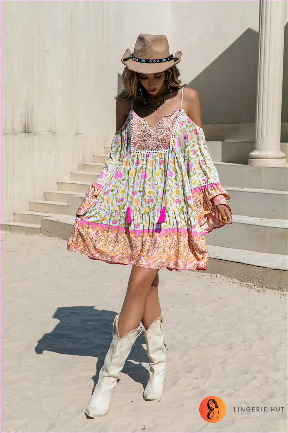 Bohemian Dress with Bell Sleeves - Festival Spirit