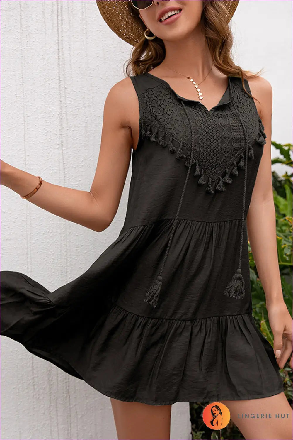 Bohemian Tassel Mini Dress - Summer Days Boho Nights - s / Black - Dresses - Lingerie Hut - A-line • Casual • Cotton