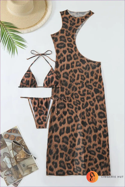 Boho Animal Print Cutout Halter Dress - Wild Summer Vibes