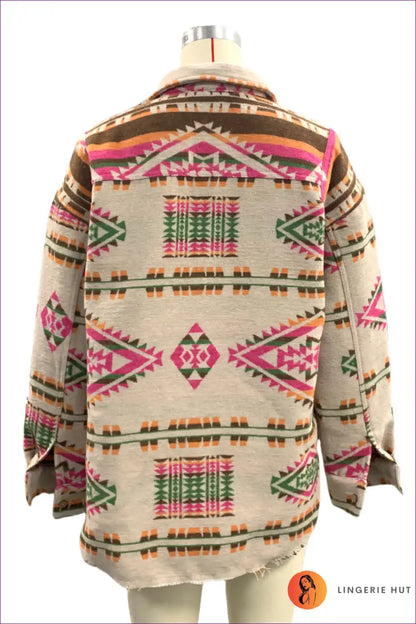 Boho Aztec-print Pullover – Relaxed & Vibrant for Boho, Casual, Everyday, Retro, Top