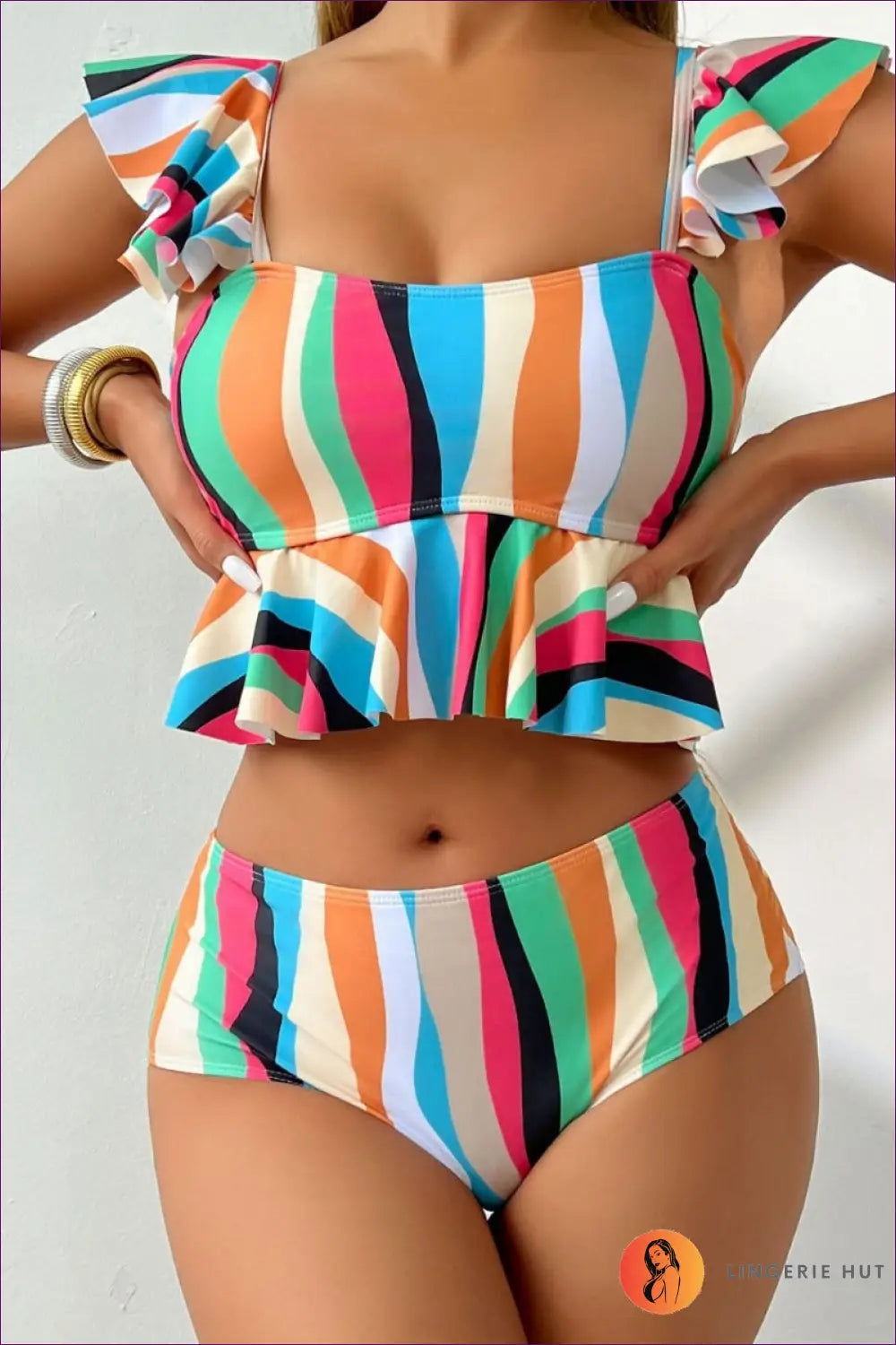 Boho Bikini with Ruffle Trim - Summer Evenings Sorted - s / Multi - Swimwear - Lingerie Hut - Beachwear • Casual