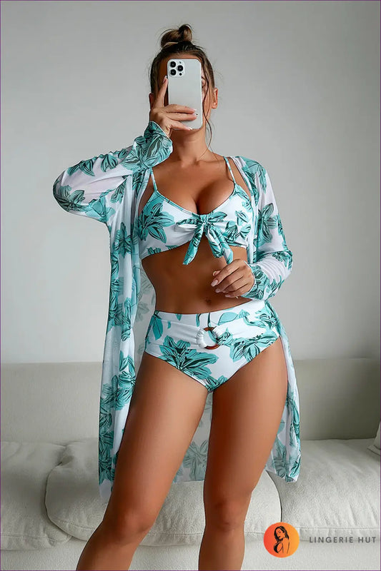 Boho Bikini Set with Cover Up - Summer Evenings Sorted - s / Green - Swimwear - Lingerie Hut - Beachwear • Casual