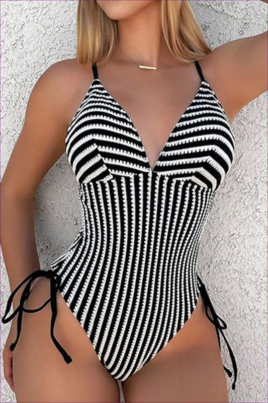 🌞 Ready To Rule The Beach With Boho Bliss Striped Swimsuit? Perfect For Boho Beauties Looking Make a Splash.