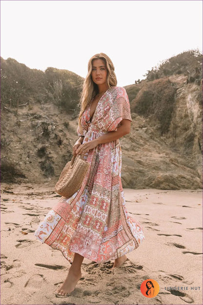 Boho Breeze Spring Dress - Blossom In Style For Beachwear, Dress, Maxi, Spring, Vaccation