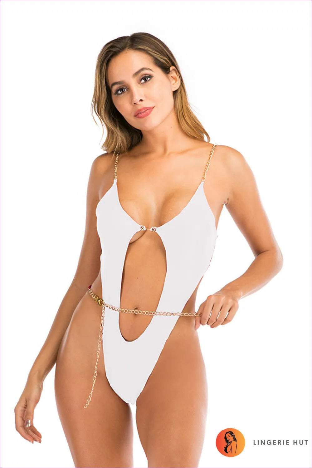 Be The Beach Belle In This Sexy Boho Swimsuit With Chain Detailing And Seductive Cutouts! Dive Into Summer