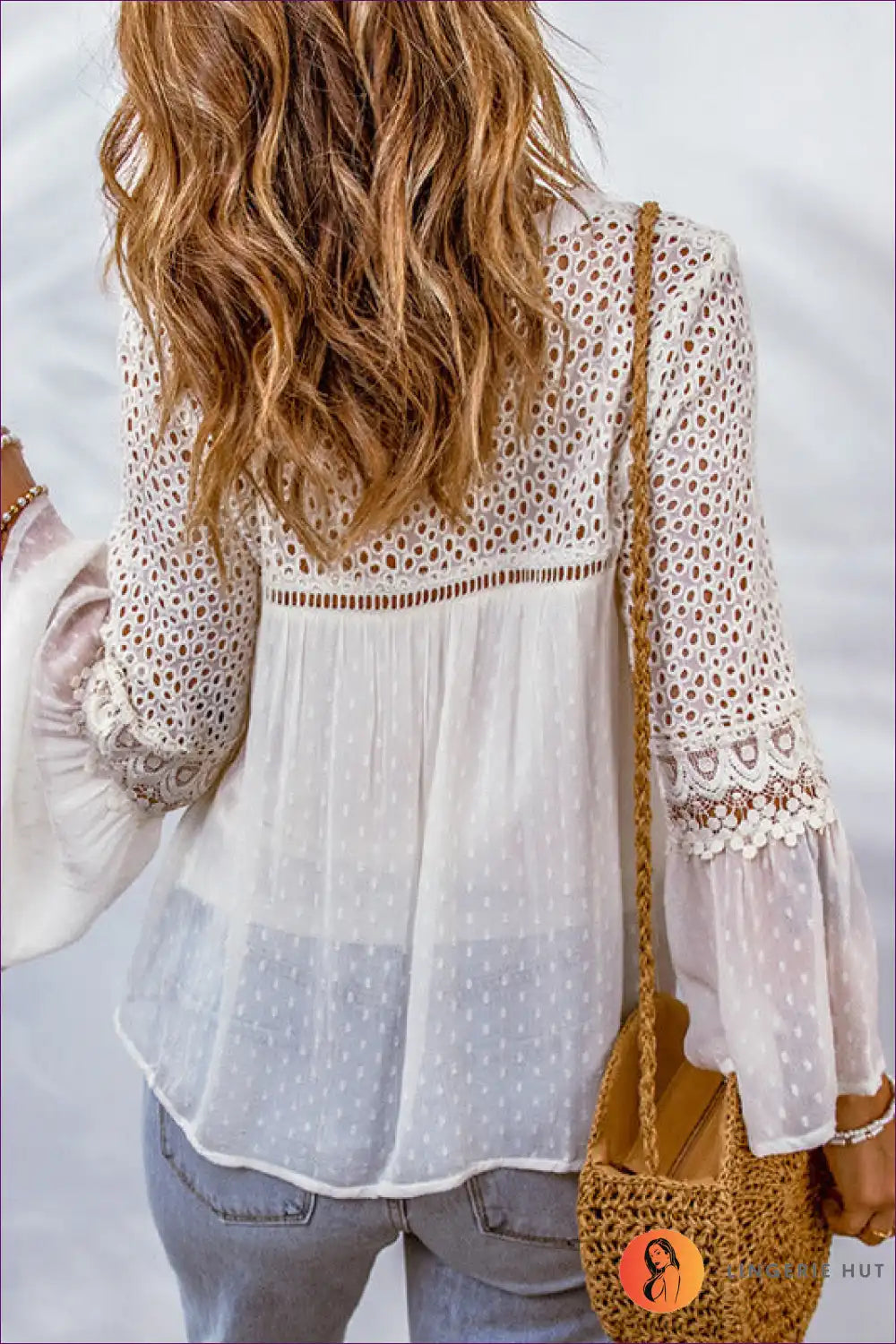 Boho Chic Crochet Blouse - Effortless Elegance for Boho, Casual, Glamour, S, Summer