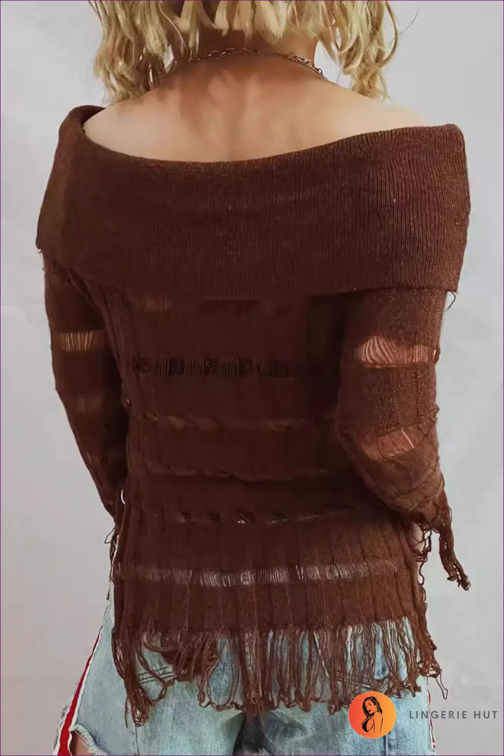 Boho Chic Off-shoulder Knit Top - Earthy Elegance For x