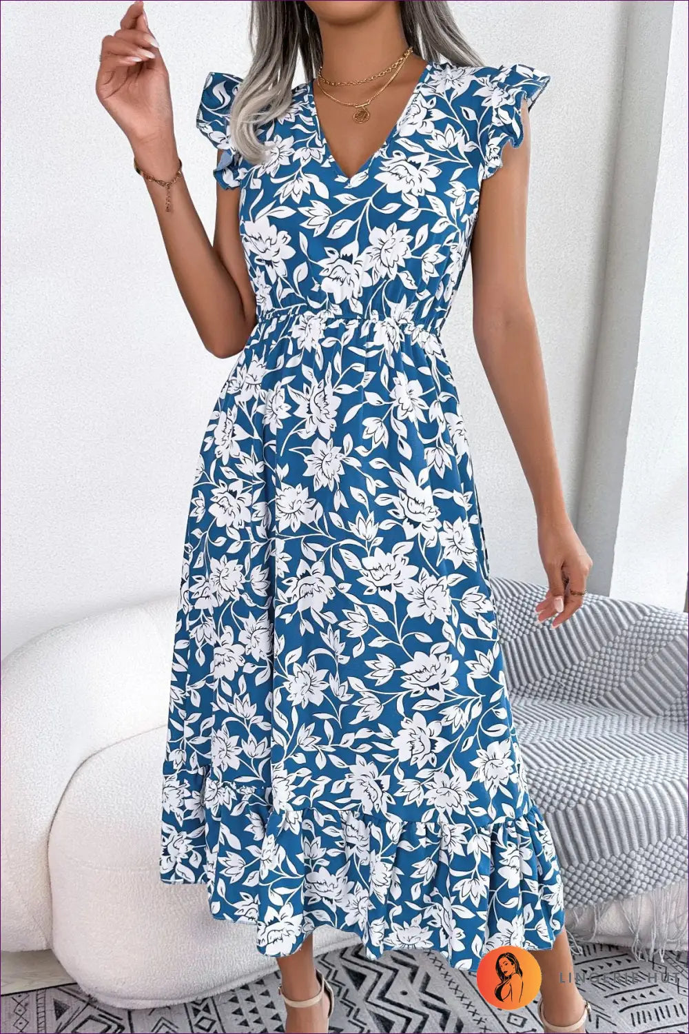 Boho Chiffon Maxi Dress - Garden Party Ready - s / Navy Blue - Dresses - Lingerie Hut - A-line • Casual