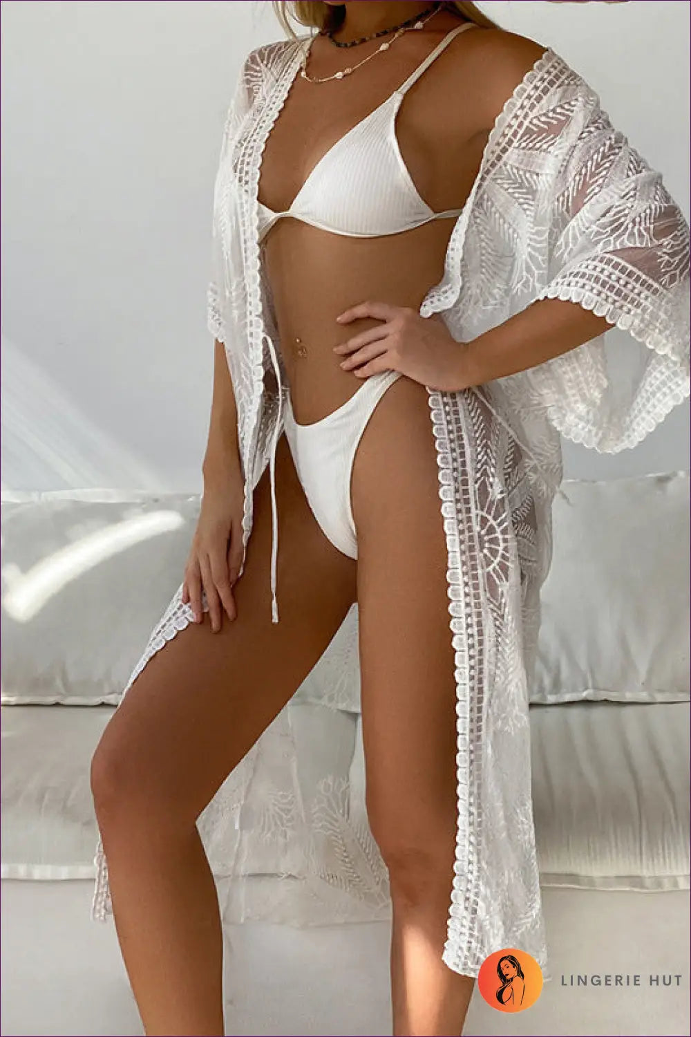 Boho Embroidered Beach Cover Up - Effortless Summer Days - one Size / White - Clothing - Lingerie Hut - Beachwear