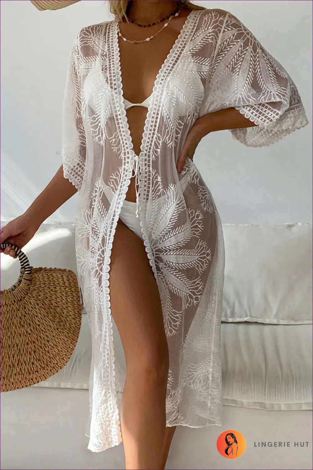 Boho Embroidered Beach Cover Up - Effortless Summer Days - one Size / White - Clothing - Lingerie Hut - Beachwear